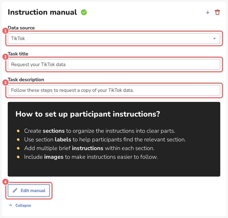 Expanded Instruction manual task