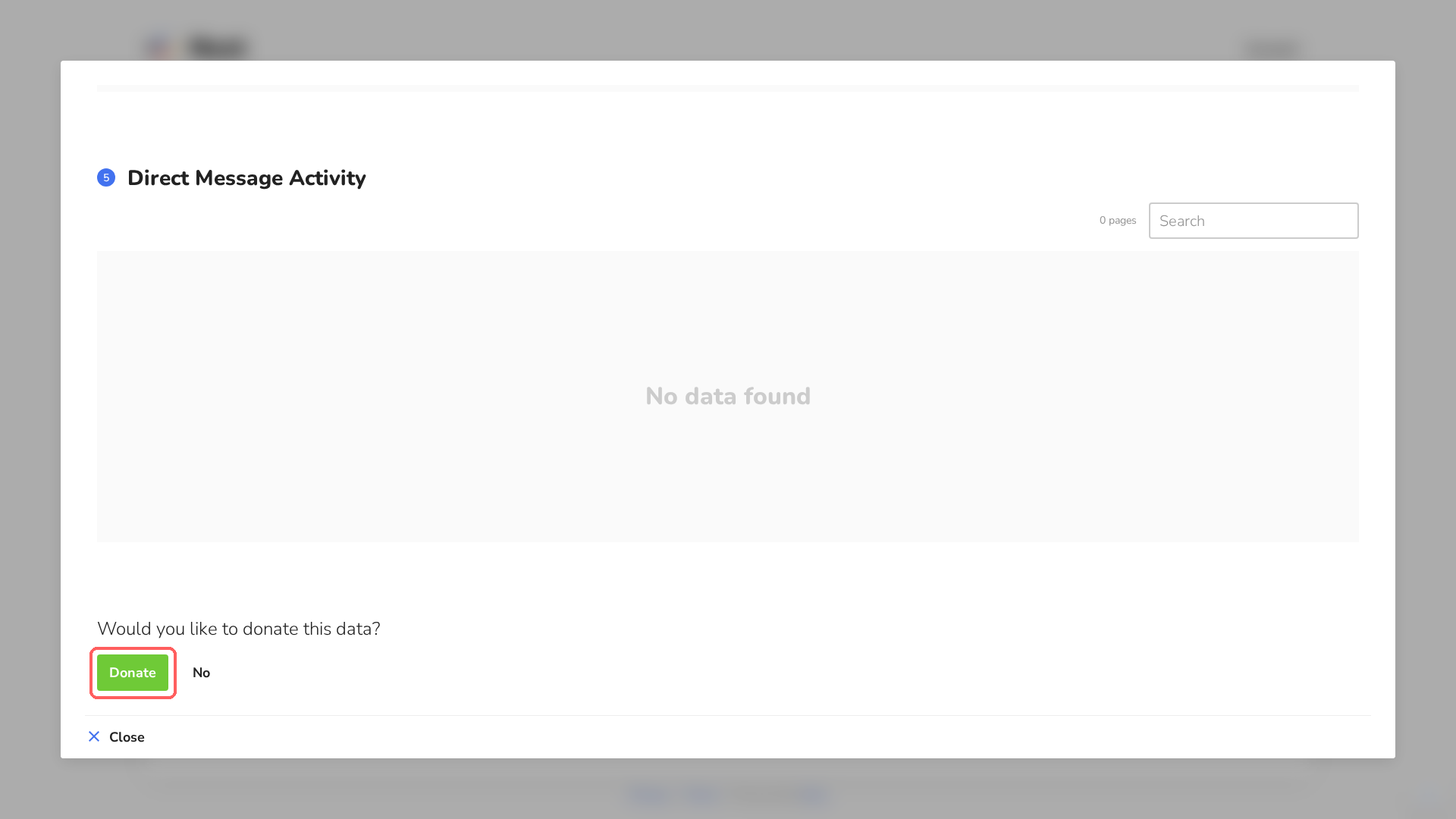 Participant view: Donate button