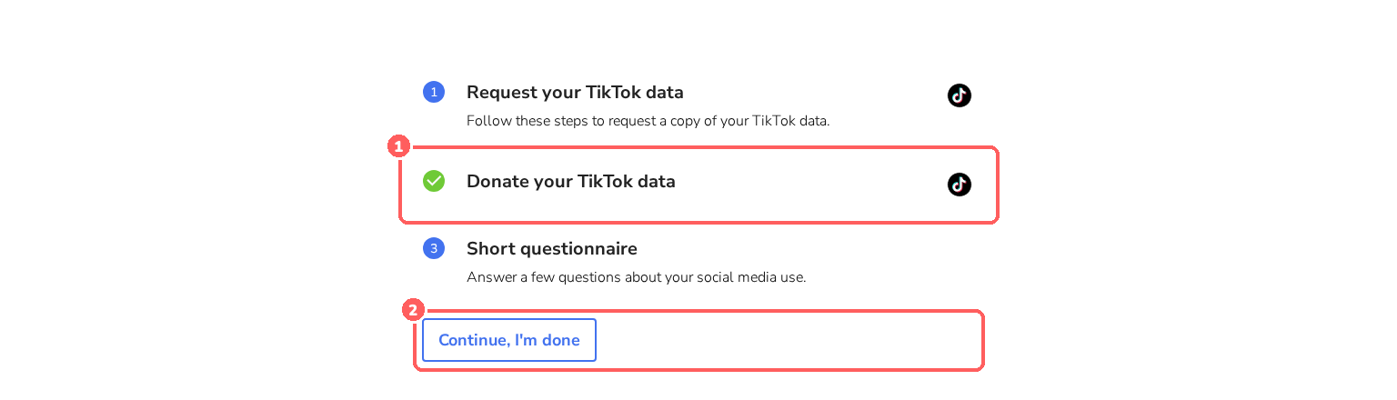 Participant view: task list with a completed Donate task